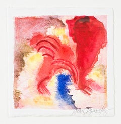 "Improvisation in Red, " Mixed Media Watercolor & Ink signed by Joan Dvorsky