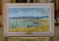 Original Oil on Board, Joan Elliot Bates, "Windy Day, Blackshore on the Blyth"