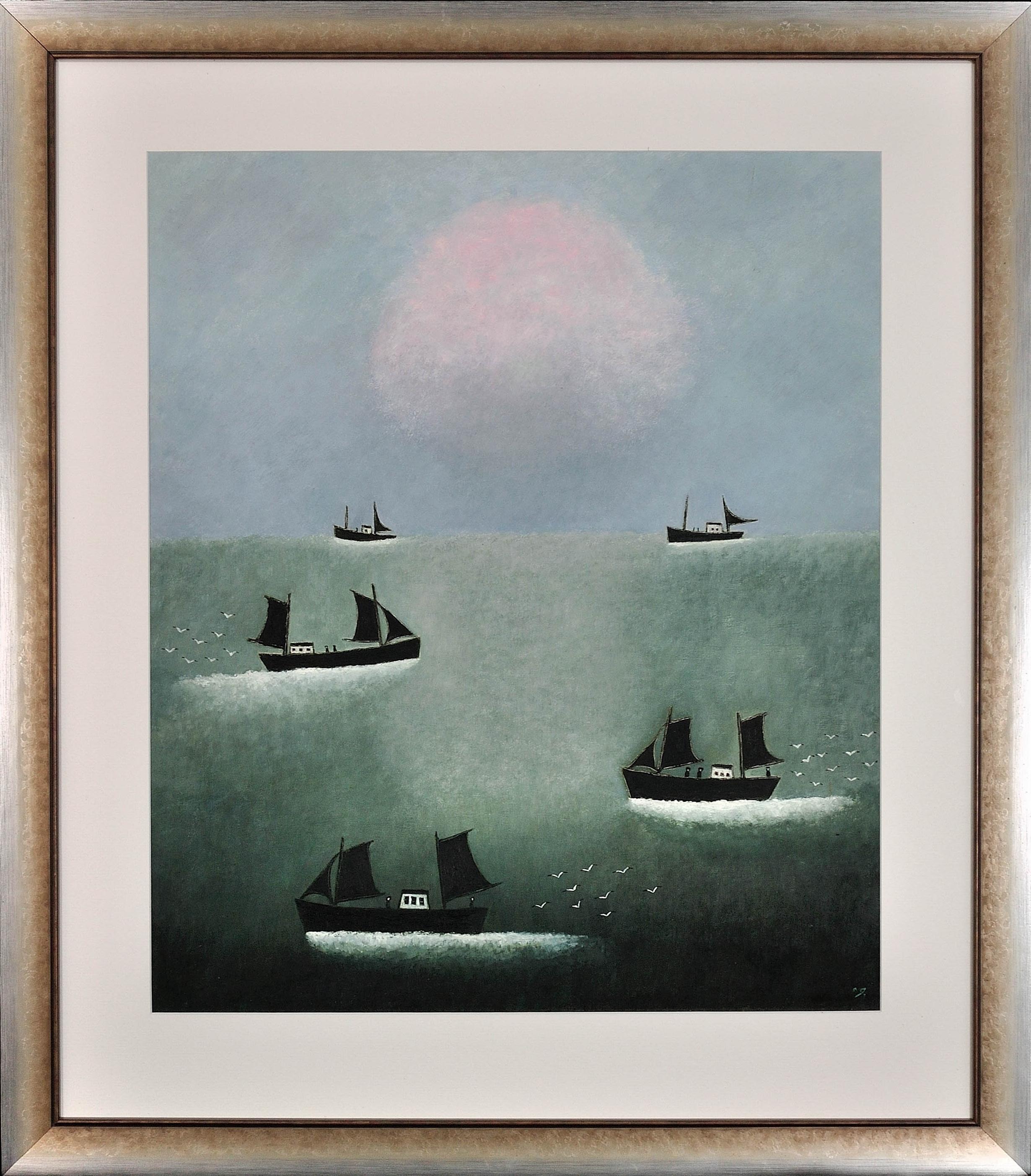 Joan Gillchrest Landscape Painting - Cornish Fishing Boats at First Light. Mid-20th Century. Cornwall. Modern British