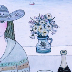 Large Joan Gillchrest oil painting 'Titus and Moet', British, female artist