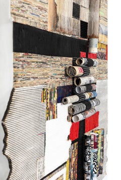 "A Life of Wonderment" Scultura astratta in rilievo da parete in carta, collage a tecnica mista