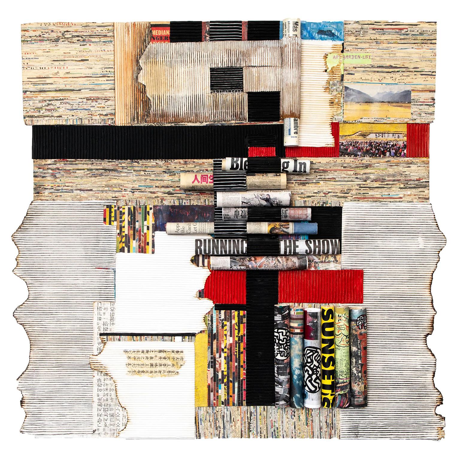 "Una Vida de Maravillas" Escultura Abstracta de Papel en Relieve para Pared, Collage de Técnica Mixta