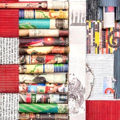 "Between the Lines" Abstract, Paper Wall Relief Sculpture, Mixed Media Collage