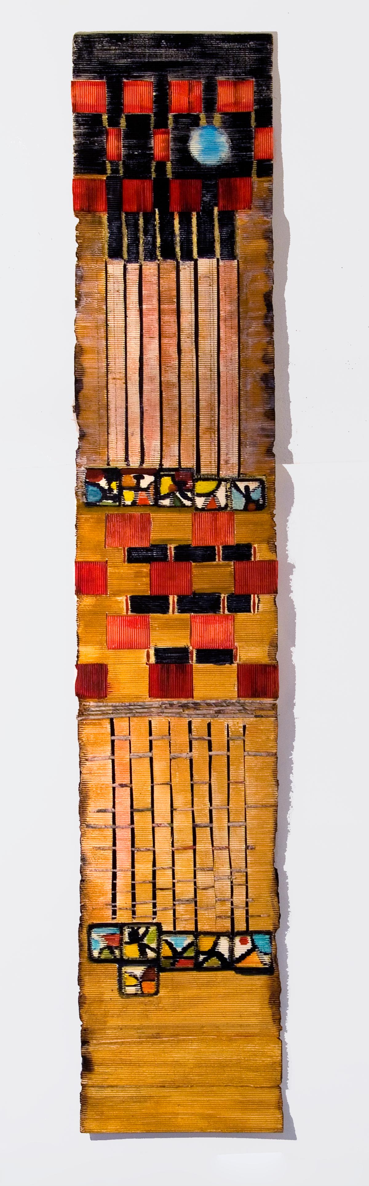Joan Giordano Abstract Sculpture – "Ode to Miro" Handmade Paper, Mixed Media, Wall Relief Sculpture, Vertical