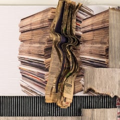 "White Washed Too" Scultura astratta in rilievo da parete in carta, collage a tecnica mista