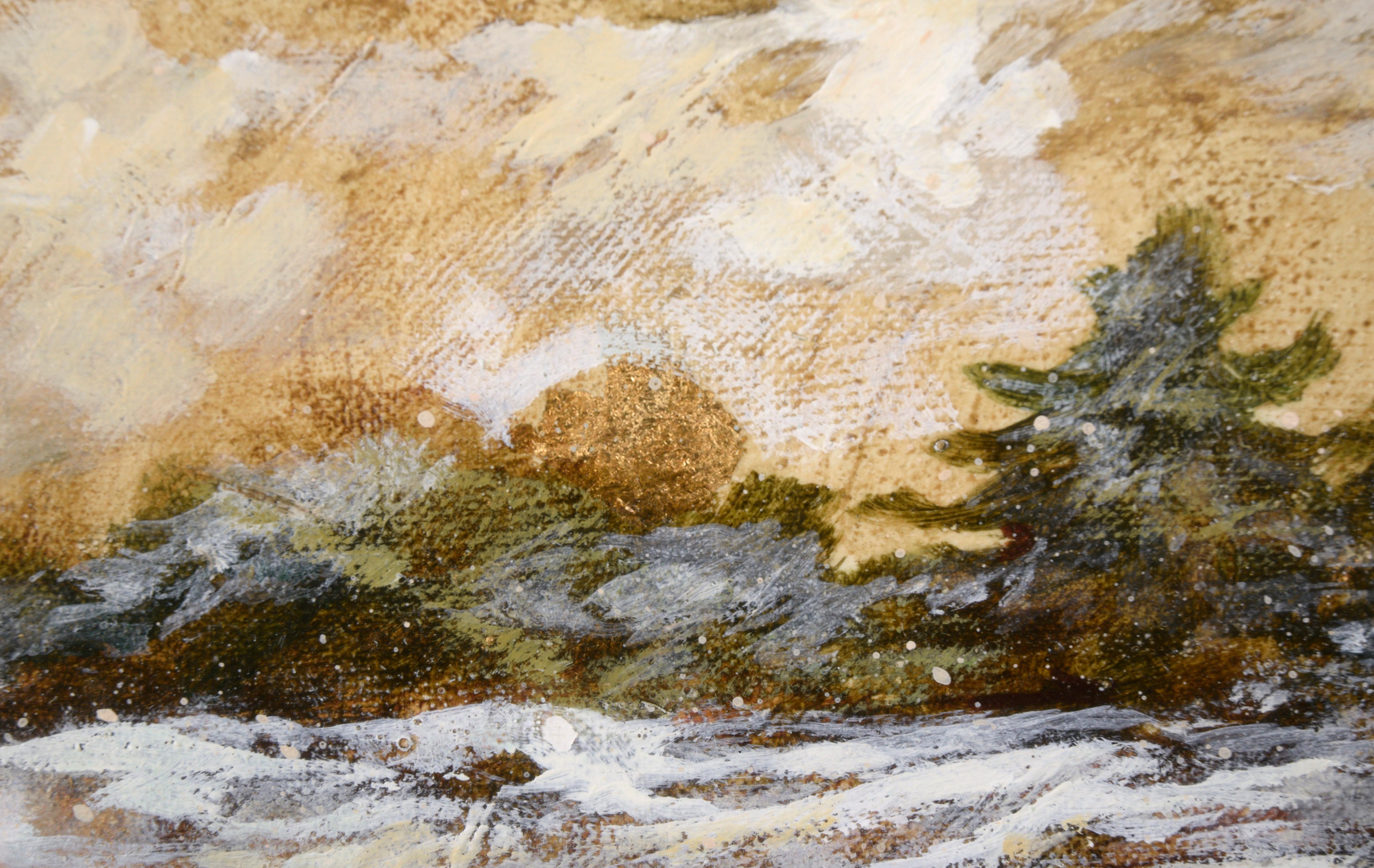 Golden Winter Landscape - American Impressionist Painting by Joan Graber