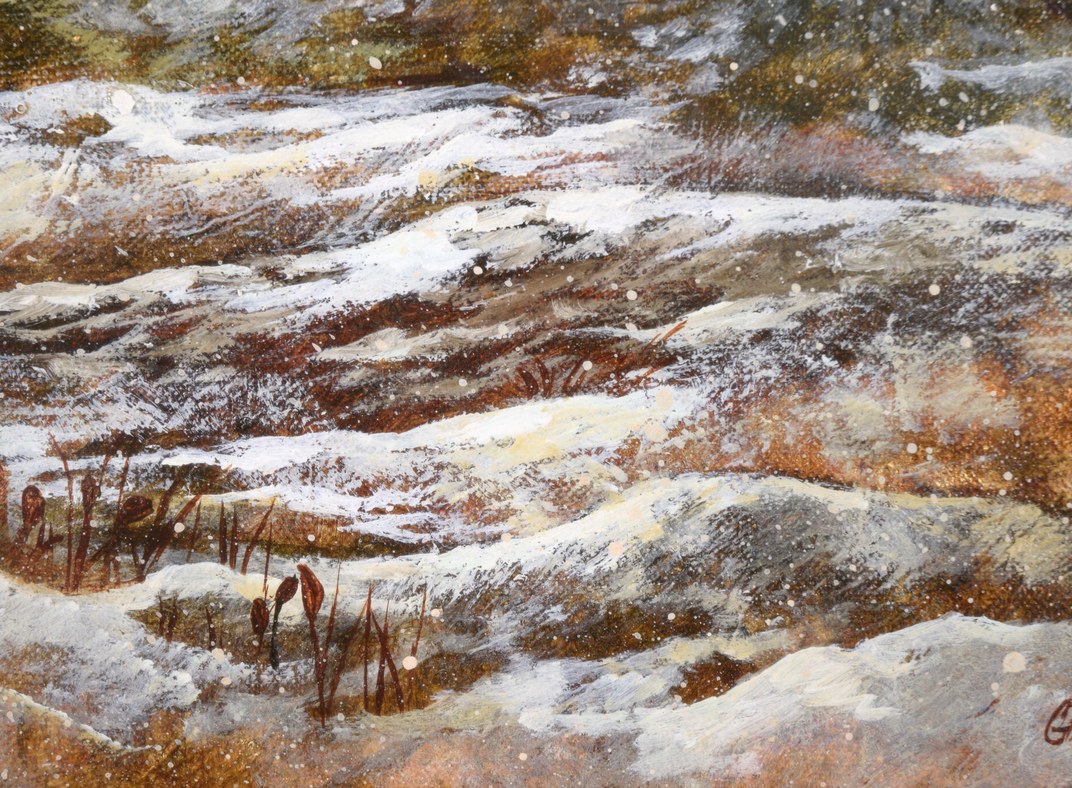 Golden Winter Landscape - Brown Landscape Painting by Joan Graber