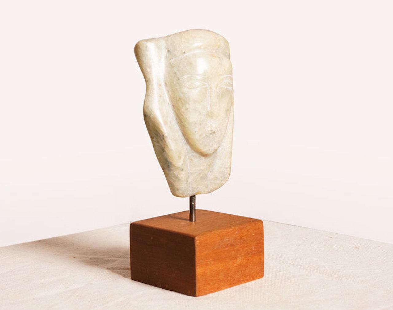 American Joan H. Shapiro Carved Stone Head Sculpture For Sale