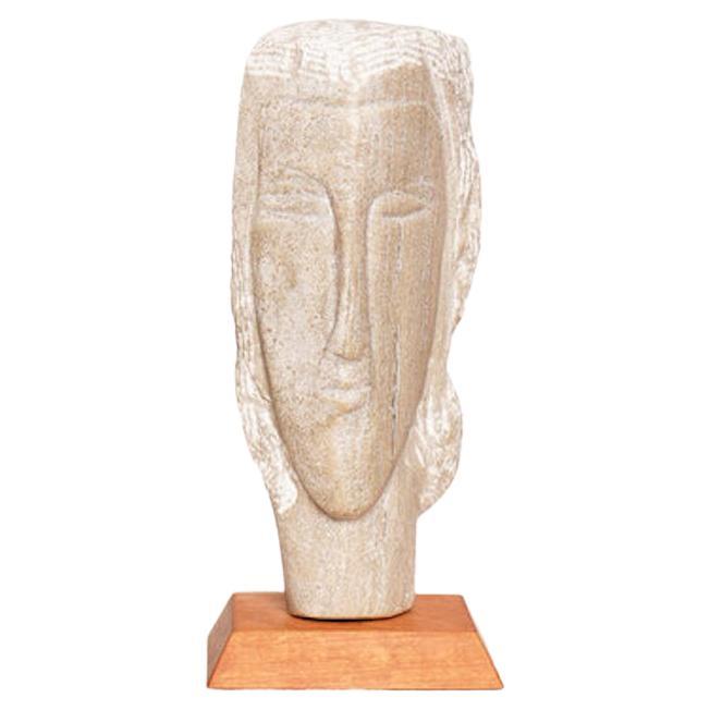 Joan H. Shapiro Carved Stone Head Sculpture