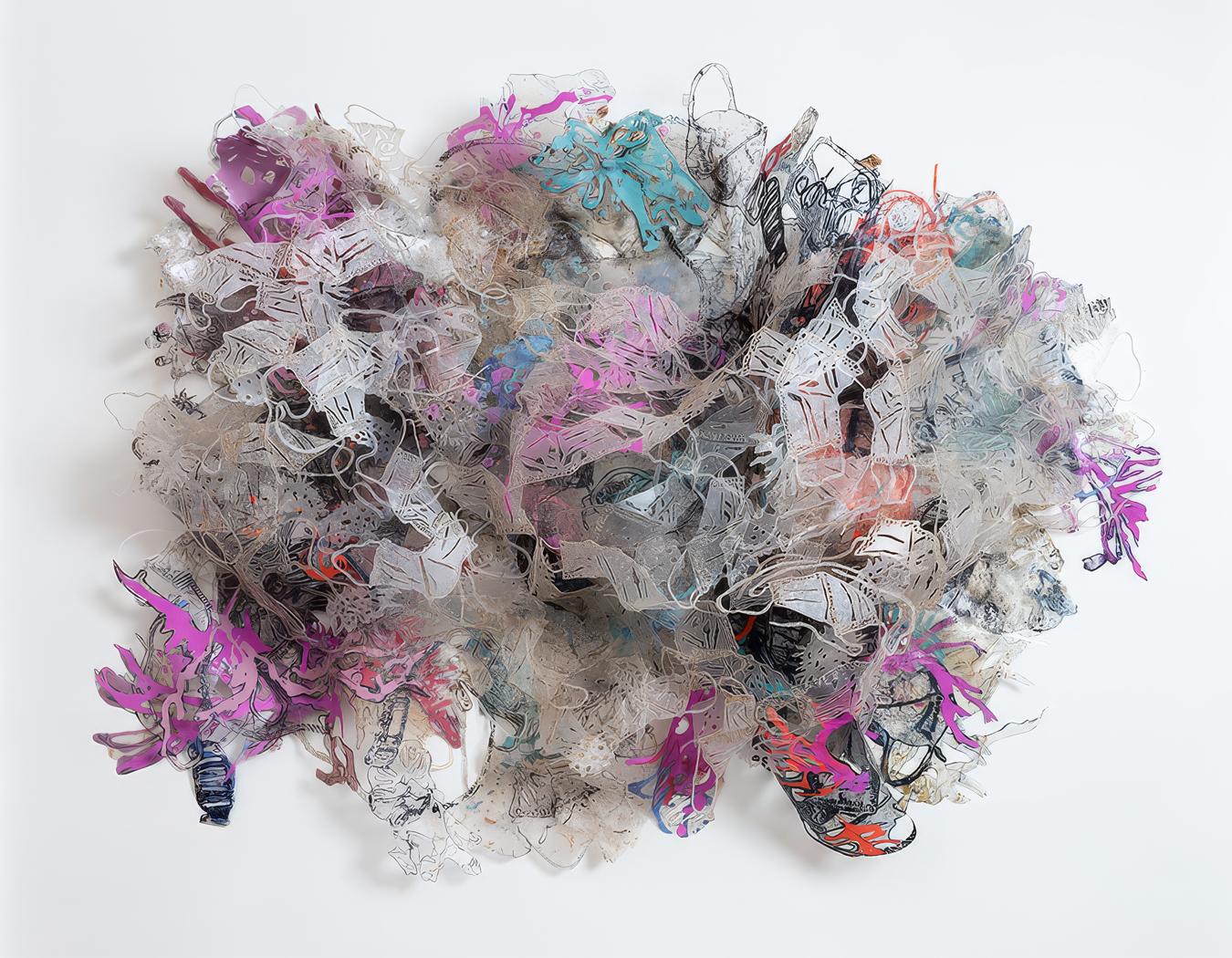 "Touches Me, Touches You", Abstract, Mixed Media Sculptural Wall Relief