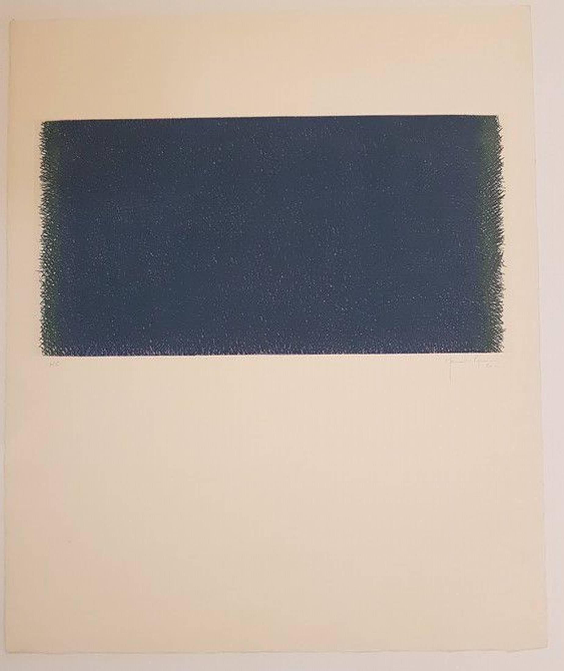 Joan Hernandez Pijuan Print - Gestural, Abstract, Composition (Composición, in Green/Blue  Spain, Catalonia)