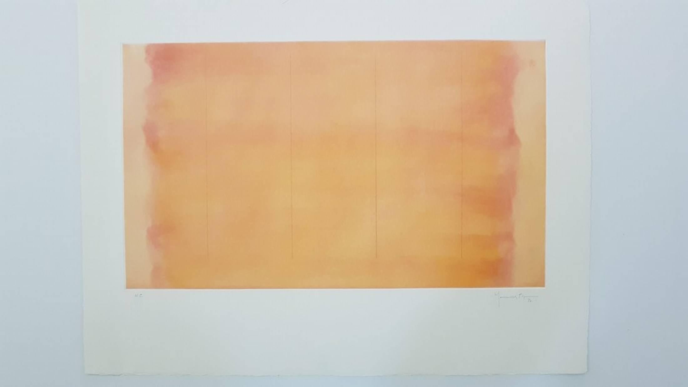 Joan Hernandez Pijuan Abstract Print - Gestural, Abstract, Composition (Composición, in Orange) II