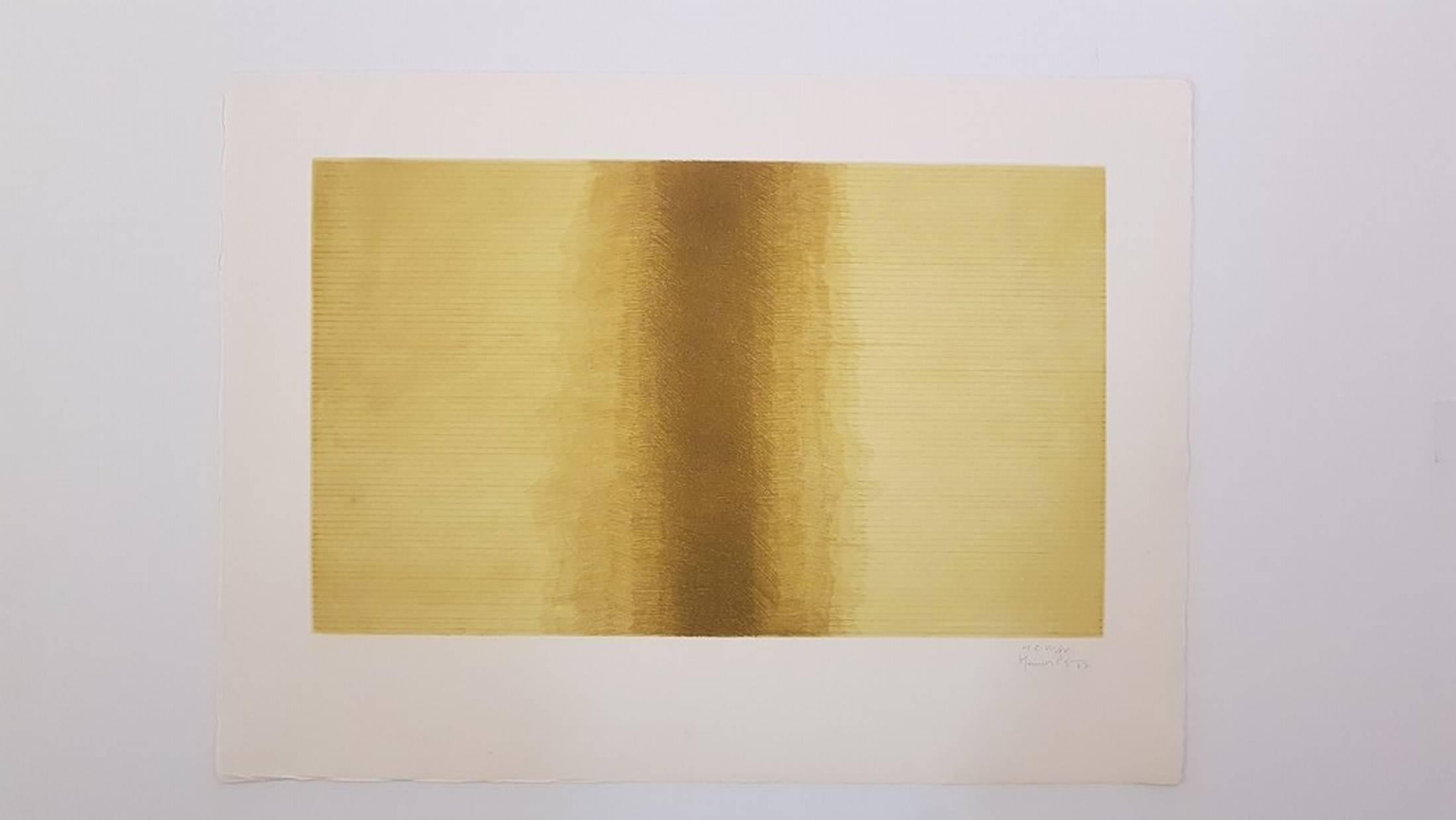 Joan Hernandez Pijuan Abstract Print – Abstrakte, abstrakte Komposition  Die Komposition ist in Gelb  Spanien, Catalonia)