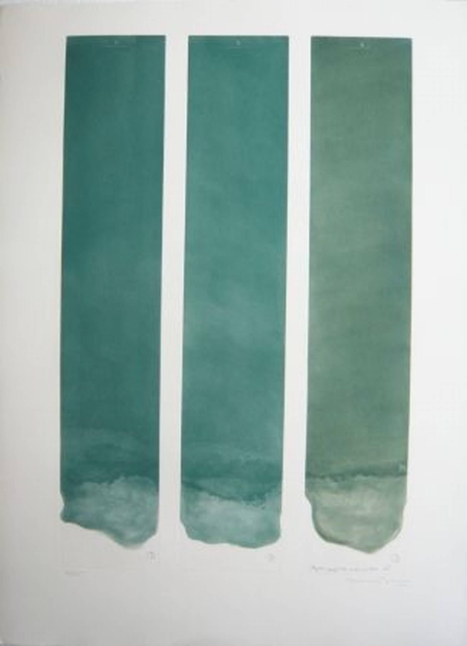 Joan Hernandez Pijuan Abstract Print - Tres color per a un espai (Gestural, Abstract, Composition  Spain, Catalonia)