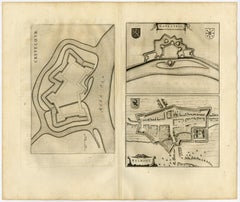Antique map of Crevecoeur, Helmond and Ravenstein by Blaeu - Engraving - 17th c.