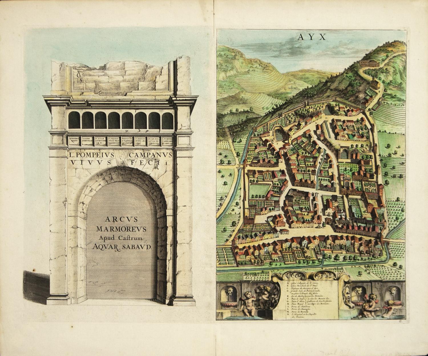 Joan (Johannes) Blaeu Print – AYX Karte von Aix en Provence, Frankreich von J. Blaeu, 17. Jahrhundert 