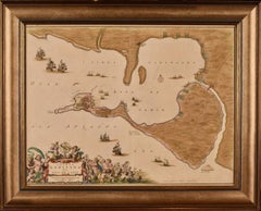 Cadiz Island: A Framed 17th Century Hand-colored Map from Blaeu's Atlas Major