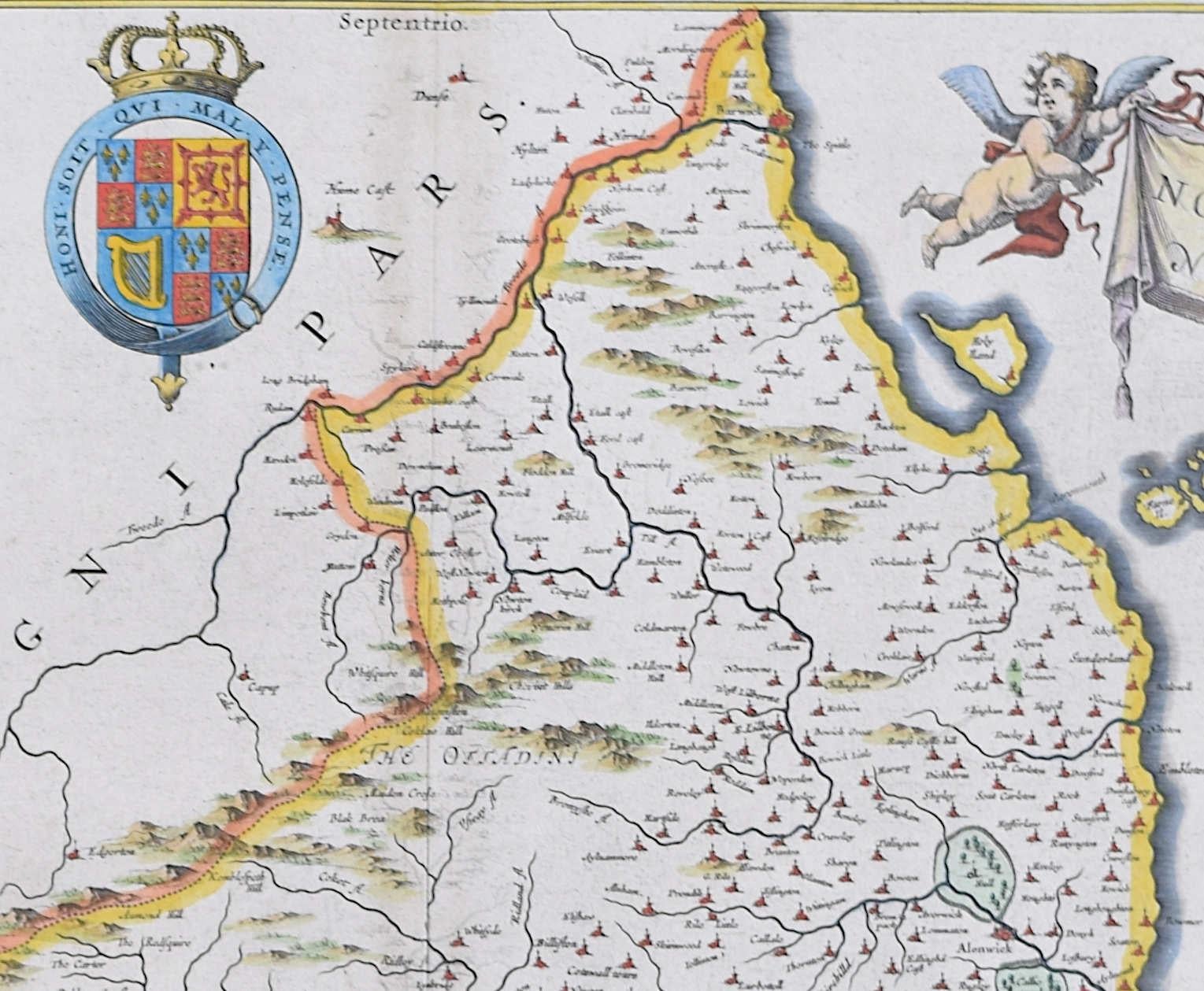 Carte du Nordumberland de Joan Blaeu - Print de Joan (Johannes) Blaeu