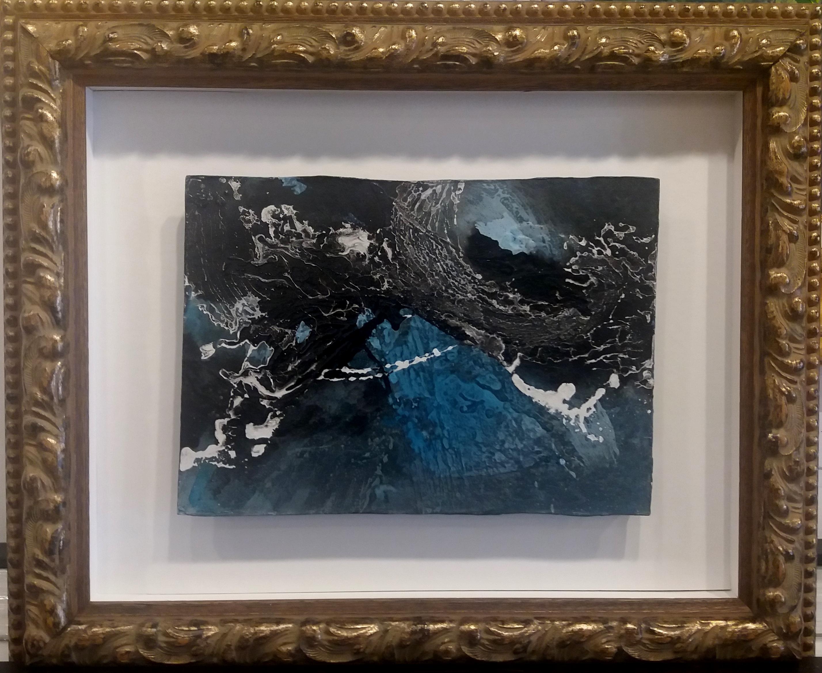  Tharrats   blue. black. Constellation. original abstract acrylic painting