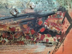 Pintura acrílica abstracta original sobre lienzo, enmarcada, década de los 80, 54 x 73 cm