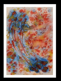 Vintage Tharrats   Vertical Blue  Red  Yellow  original acrylic paper 