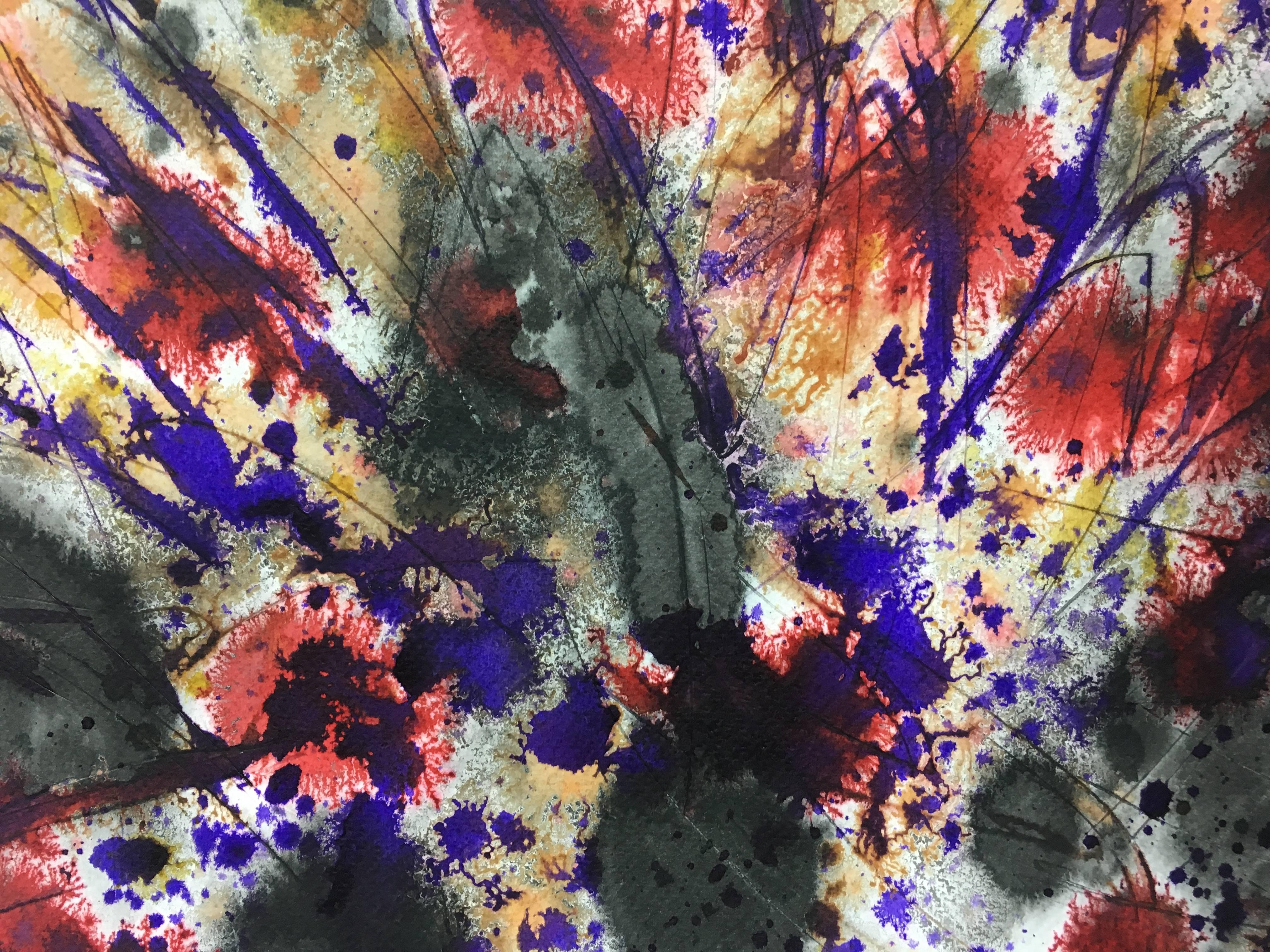 Tharrats  pittura acrilica astratta Rosso Nero Oro originale - Painting Astratto di Josep THARRATS