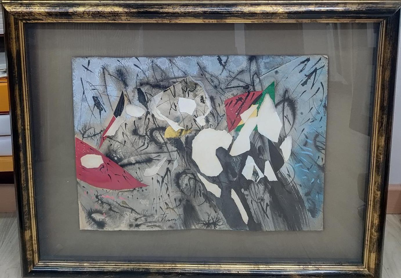 Tharrats 14 collage original acrylpapier malerei im Angebot 7