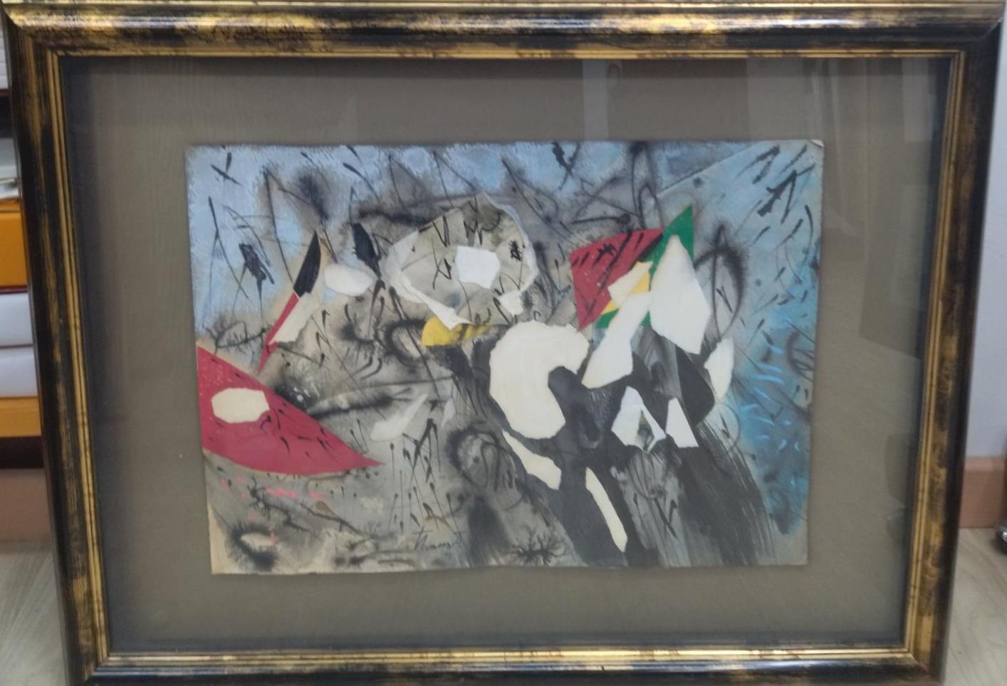 Tharrats 14 collage original acrylpapier malerei (Abstrakt), Painting, von Josep THARRATS