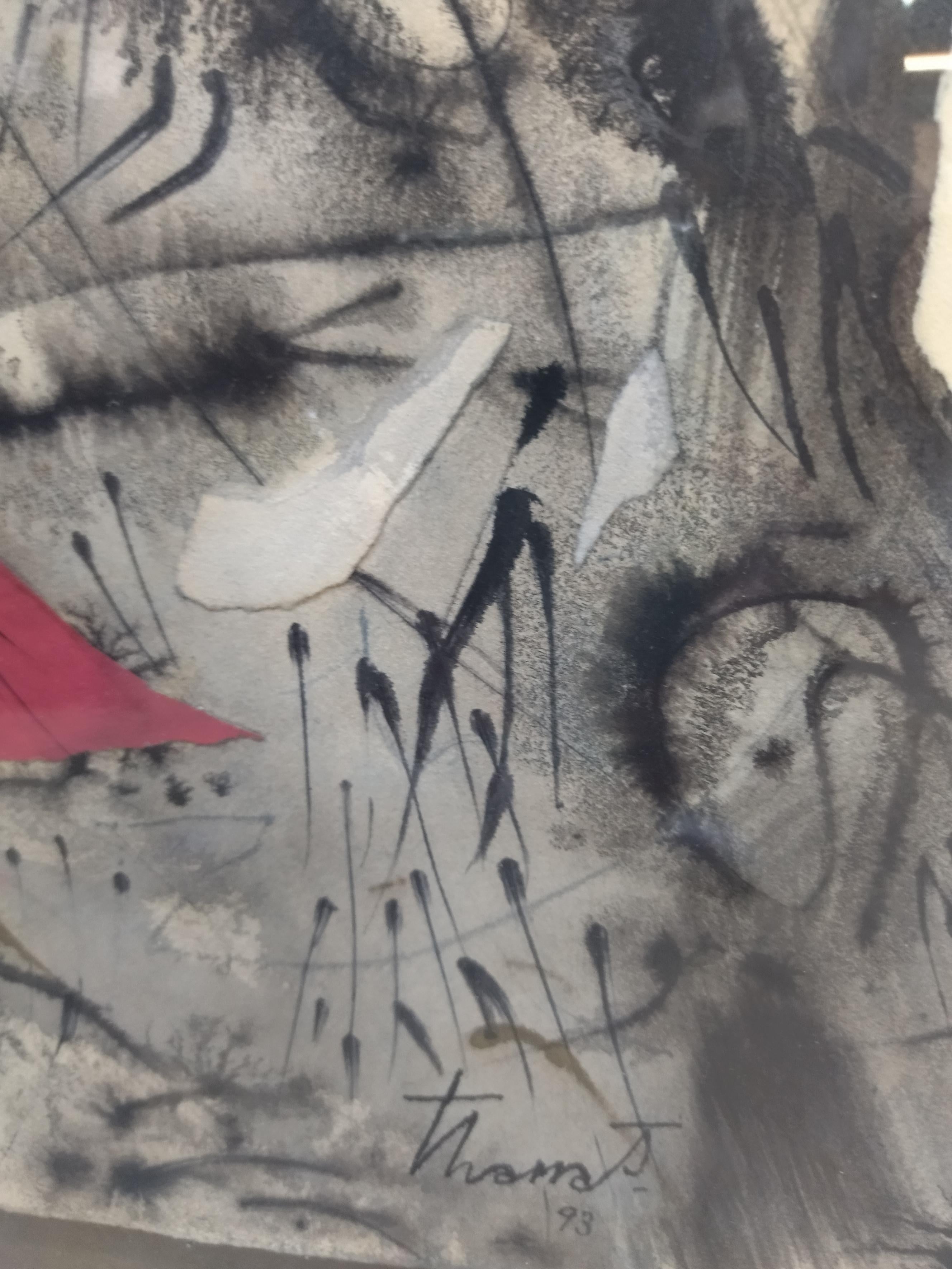 Tharrats 14 collage original acrylpapier malerei im Angebot 1