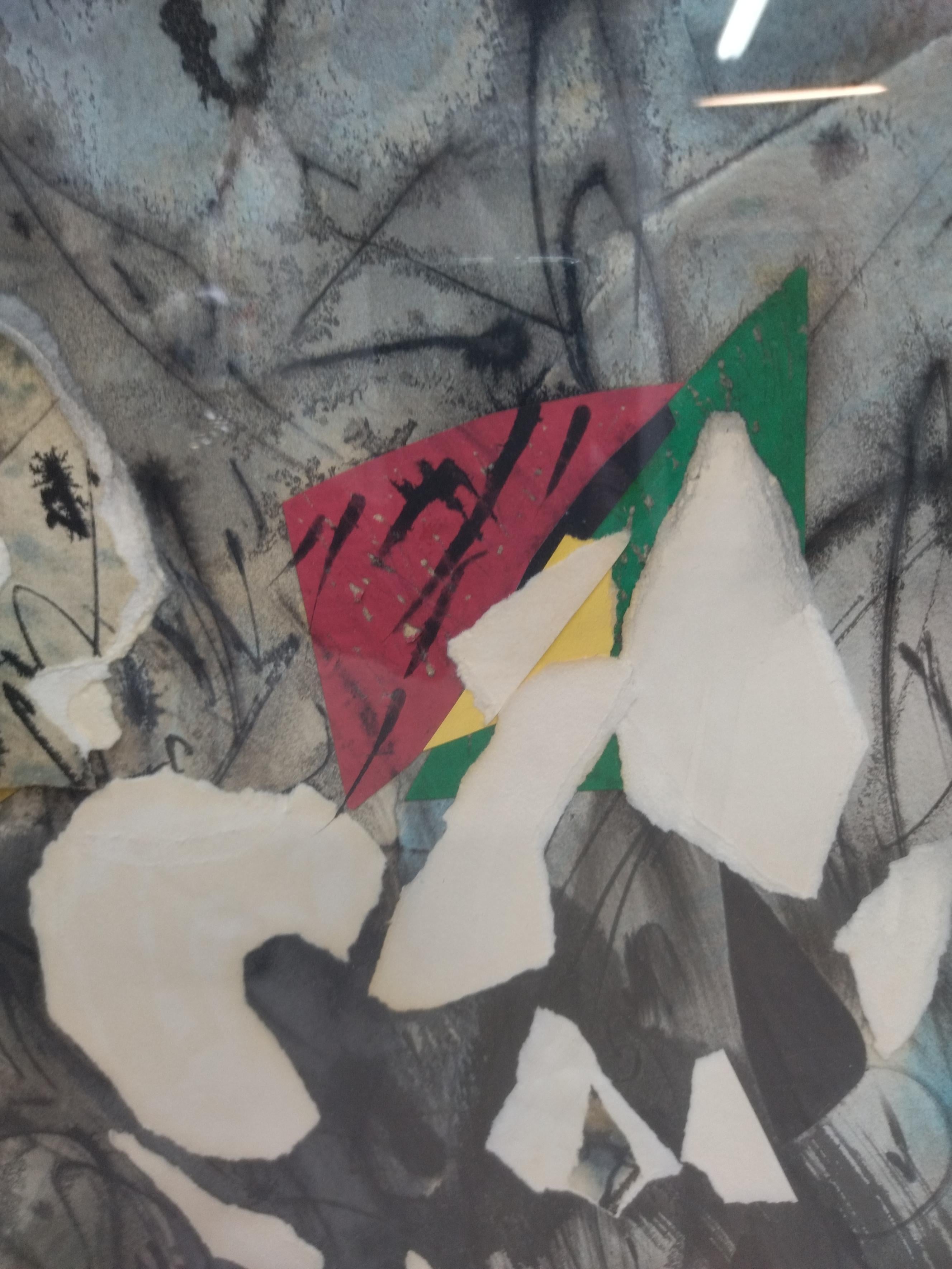 Tharrats 14 collage original acrylpapier malerei im Angebot 2