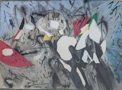 Tharrats 8. 16. 2Collage Original Acrylic Painting, Abstract, Framed, 1990s