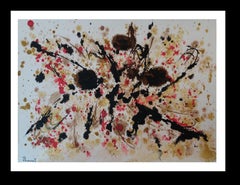 Vintage Tharrats  Black  Constellation 20  original abstract acrylic paper painting