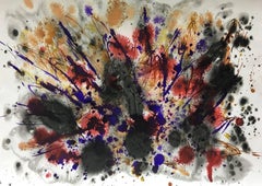 Tharrats  abstract Red Black Gold original acrylic painting