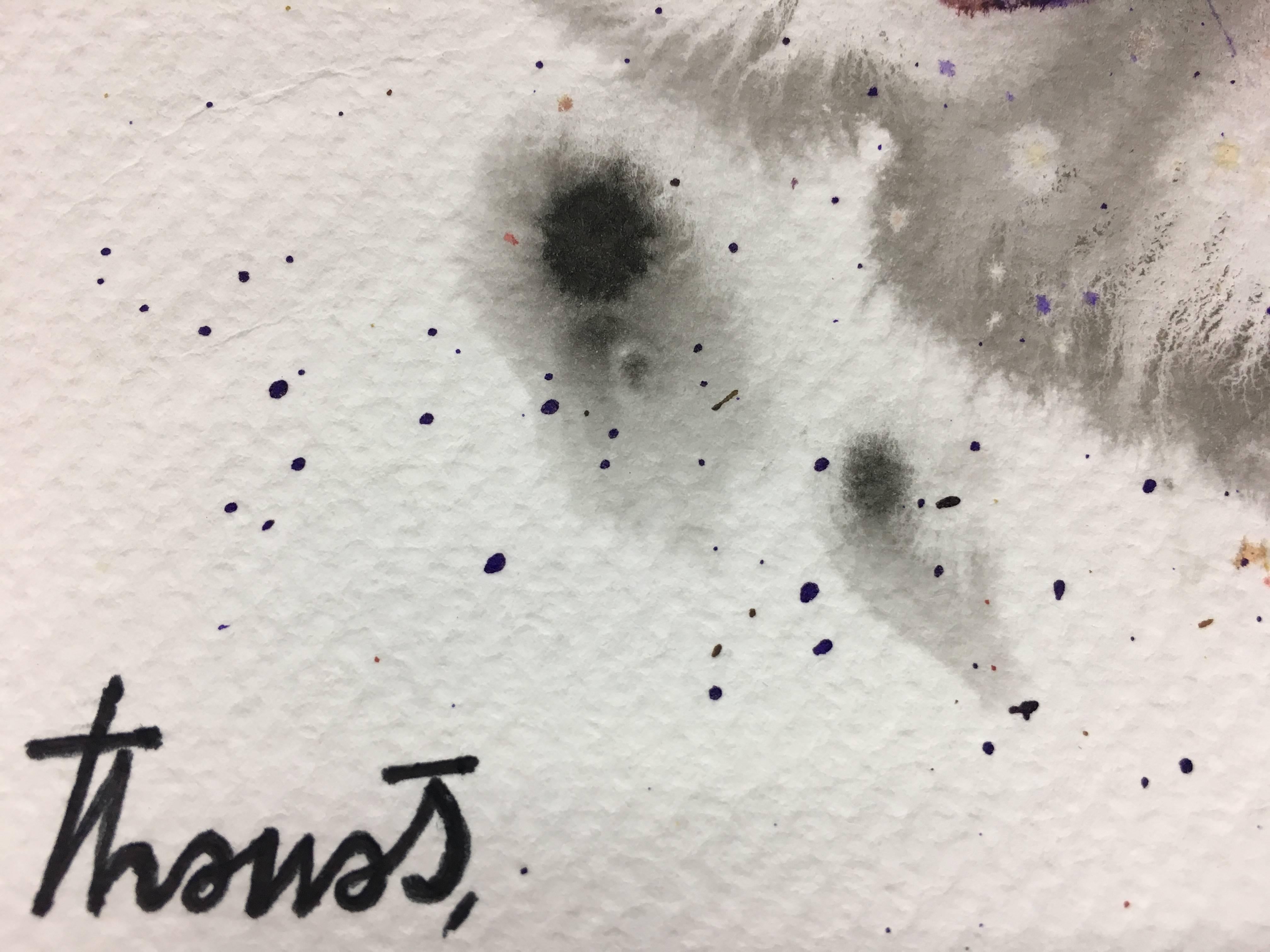 Tharrats  Abstraktes Original-Acrylgemälde in Rot-Schwarz-Gold im Angebot 1