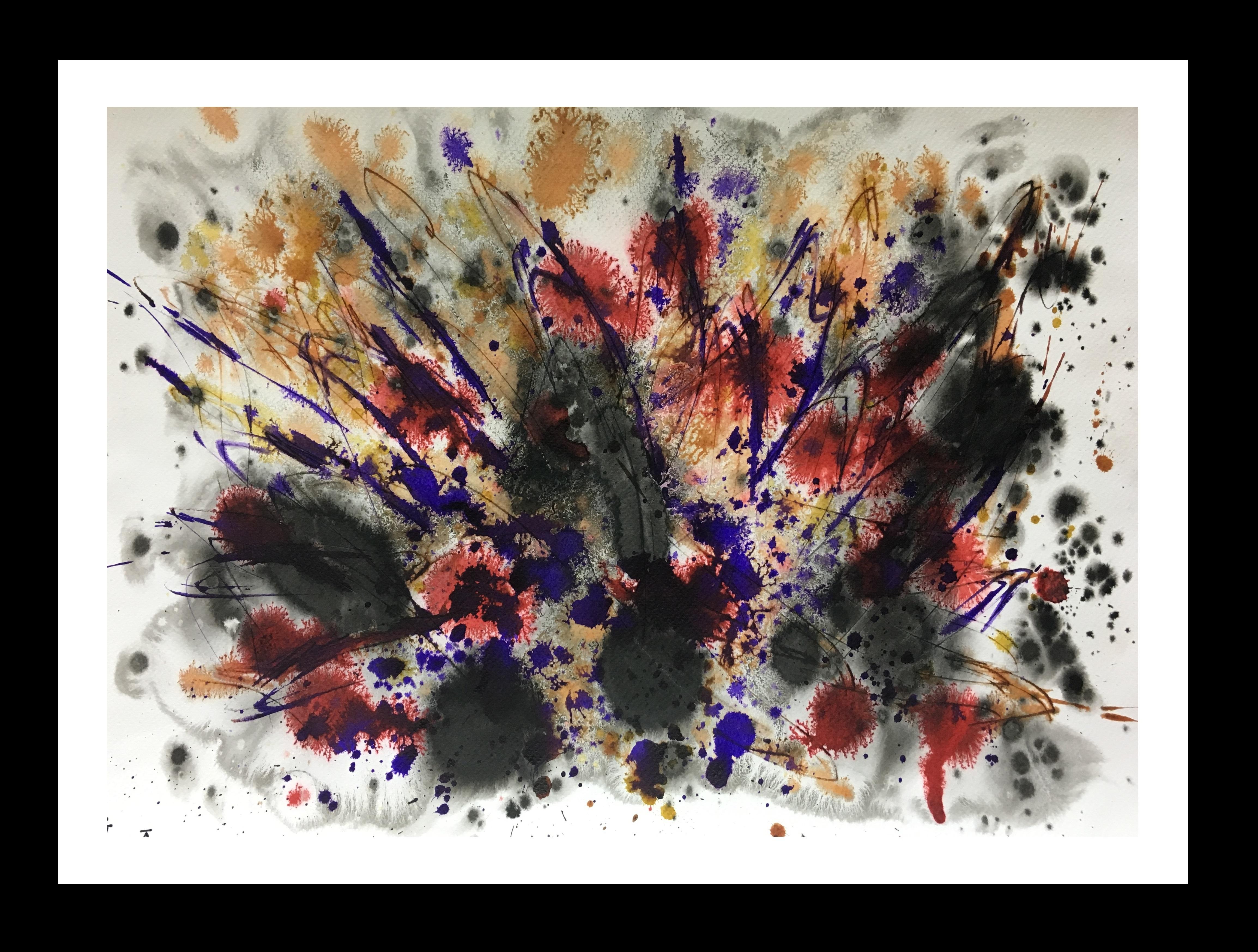 Josep THARRATS Abstract Painting – Tharrats  Abstraktes Original-Acrylgemälde in Rot-Schwarz-Gold