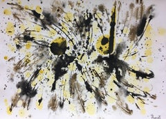 Tharraten.  Abstraktes Weiß  Schwarz  Gelb   Abstraktes Original-Acryl