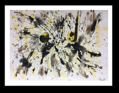  Tharrats. Abstract White  Black  Yellow   original abstract acrylic 