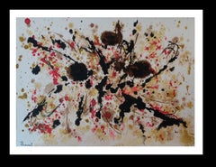 Tharrats Nero Costellazione 20 pittura originale astratta su carta acrilica
