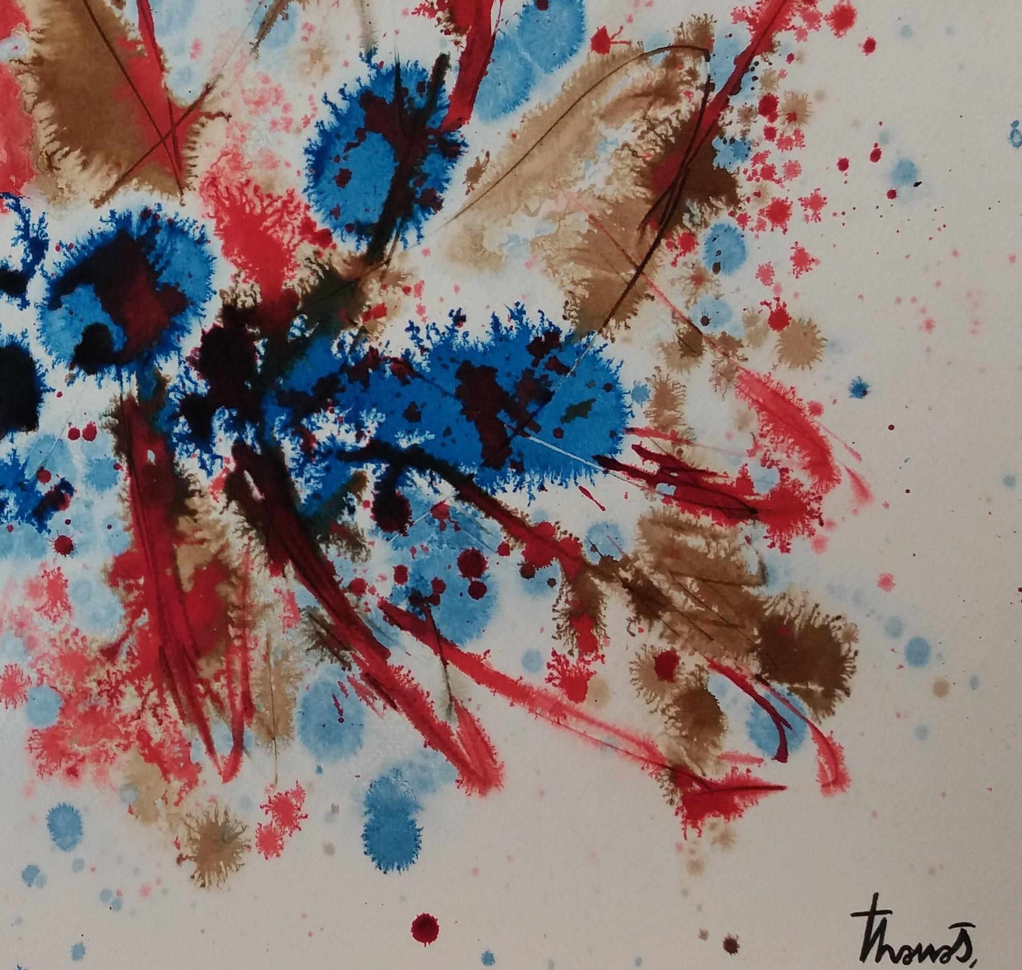 Tharrats  Blu  Costellazione 12 dipinto originale su carta acrilica - Painting di Josep THARRATS