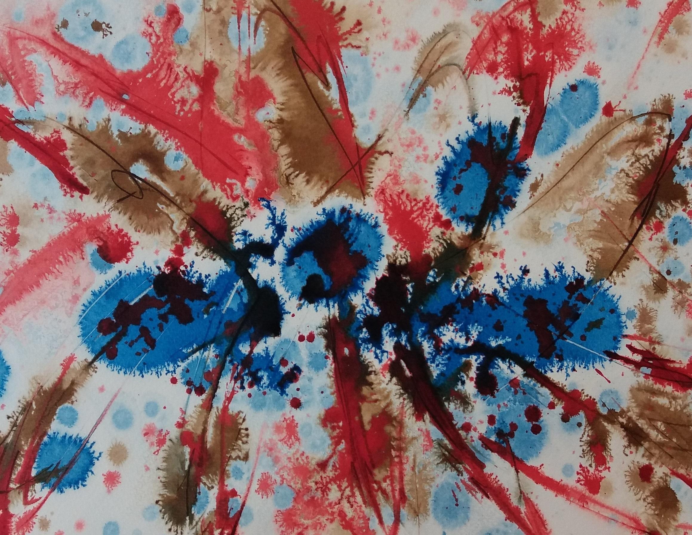 Tharrats  Blu  Costellazione 12 dipinto originale su carta acrilica - Painting Astratto di Josep THARRATS