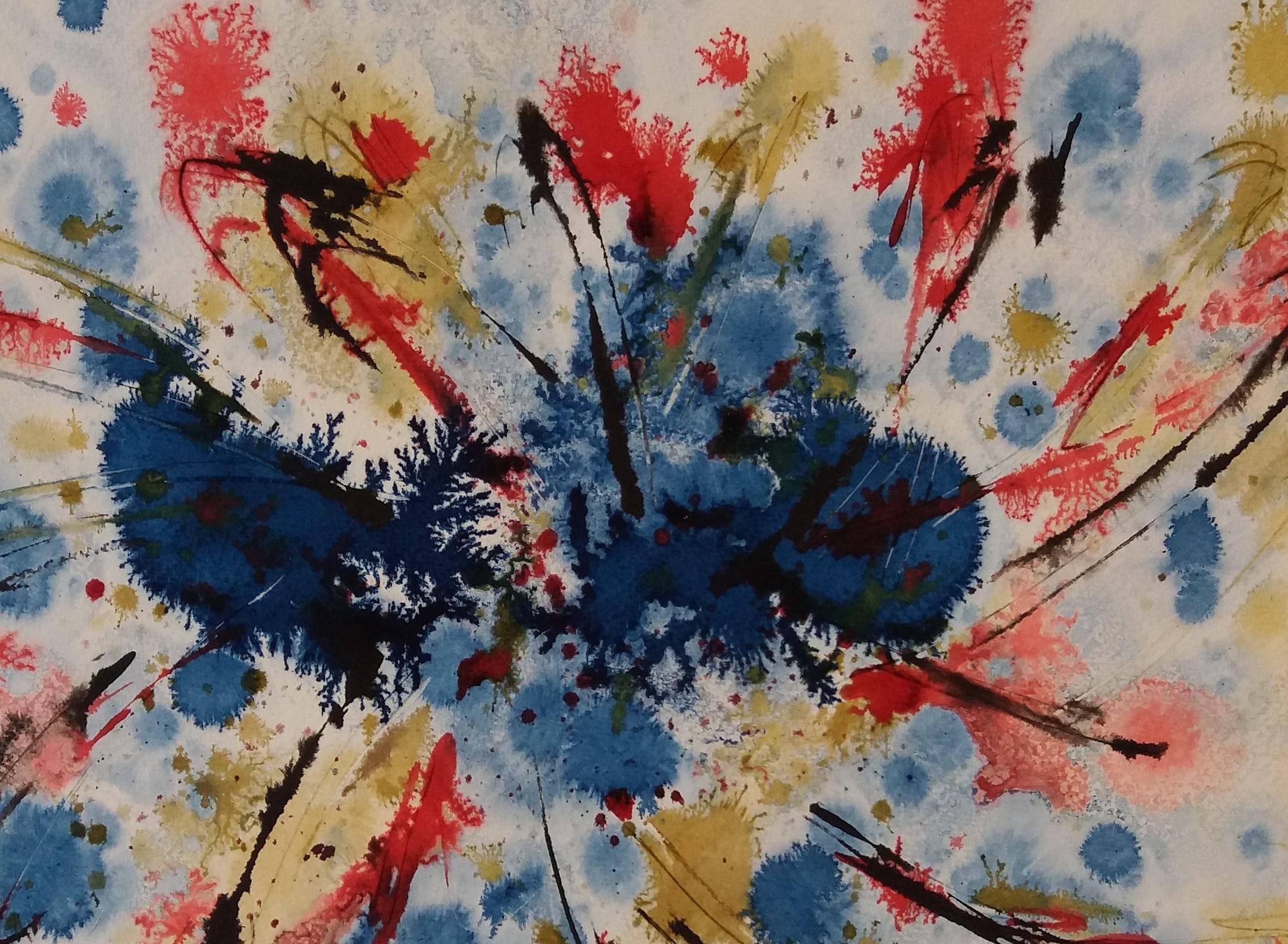 Tharrats  Costellazione BLU dipinto originale astratto su carta acrilica - Painting di Josep THARRATS