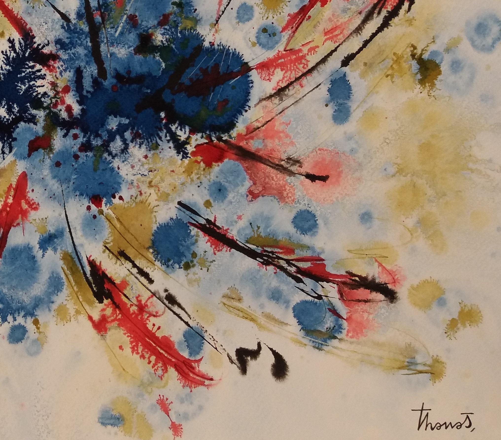 Tharrats  Costellazione BLU dipinto originale astratto su carta acrilica - Painting Astratto di Josep THARRATS