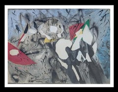 Tharrats collage original acrylic paper painting