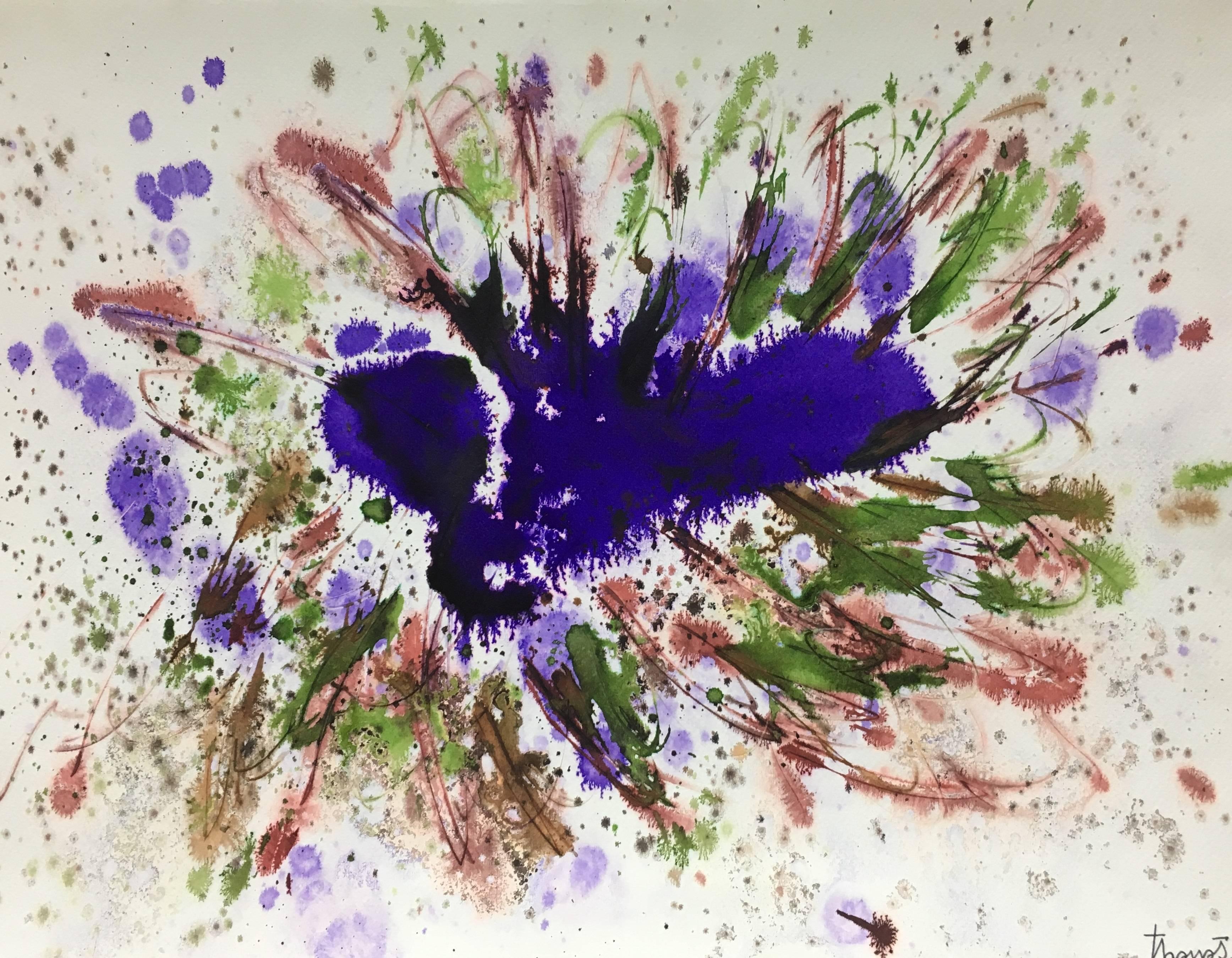Tharrats.   colori. pittura originale astratta su carta acrilica - Painting di Josep THARRATS