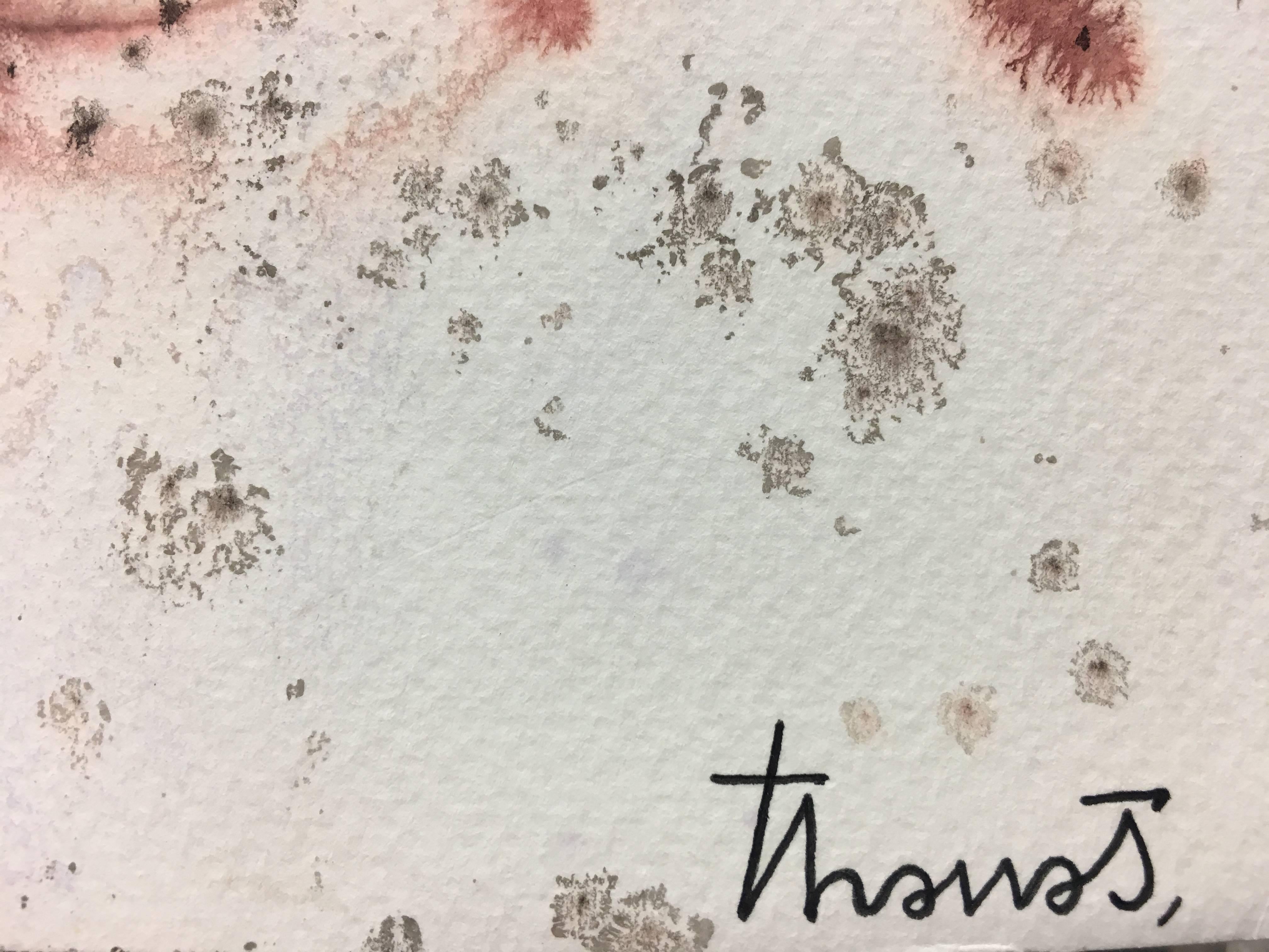 Tharrats.   colori. pittura originale astratta su carta acrilica - Abstract Painting Beige di Josep THARRATS