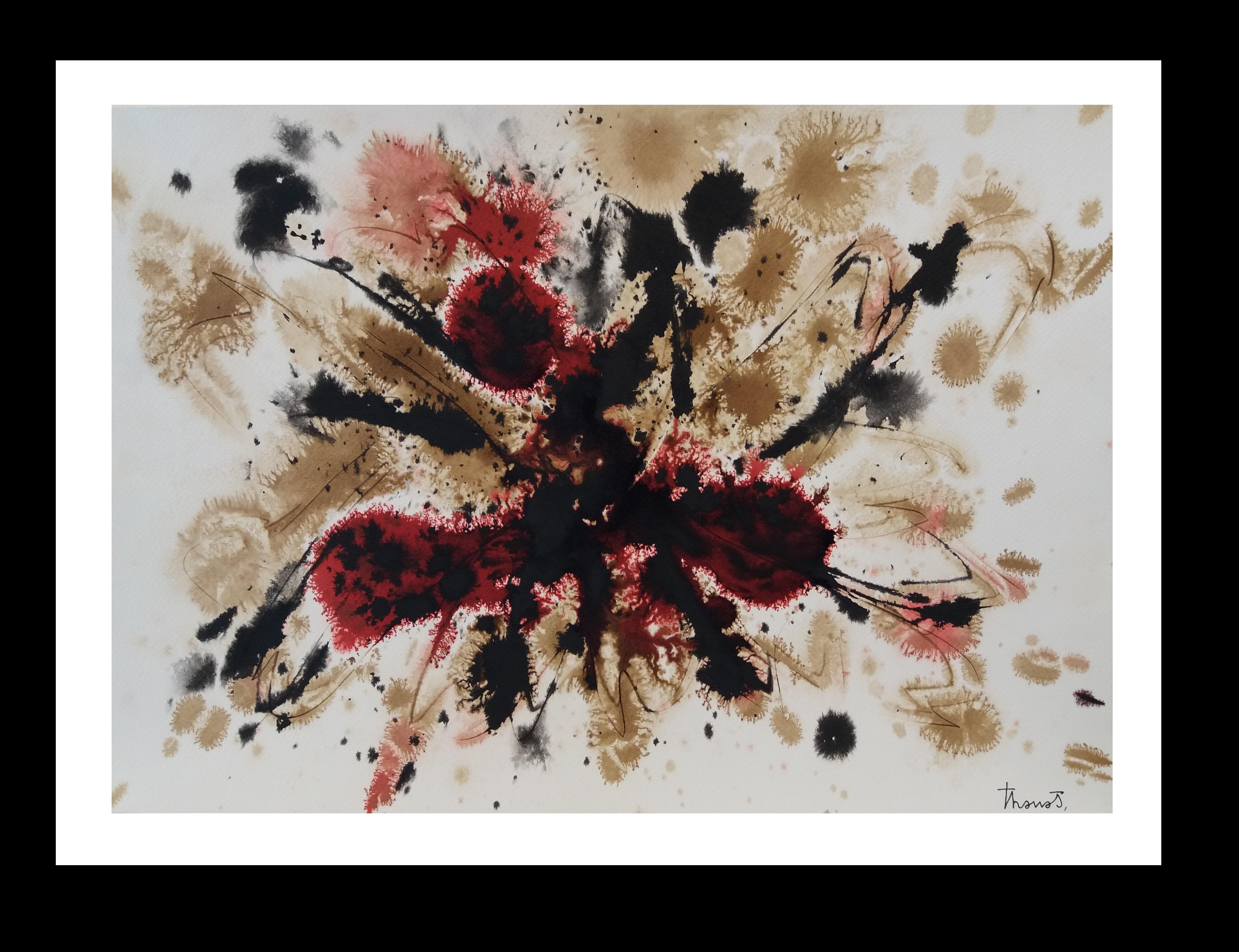 Abstract Painting di Josep THARRATS - Tharrats   Costellazione  pittura originale astratta su carta acrilica