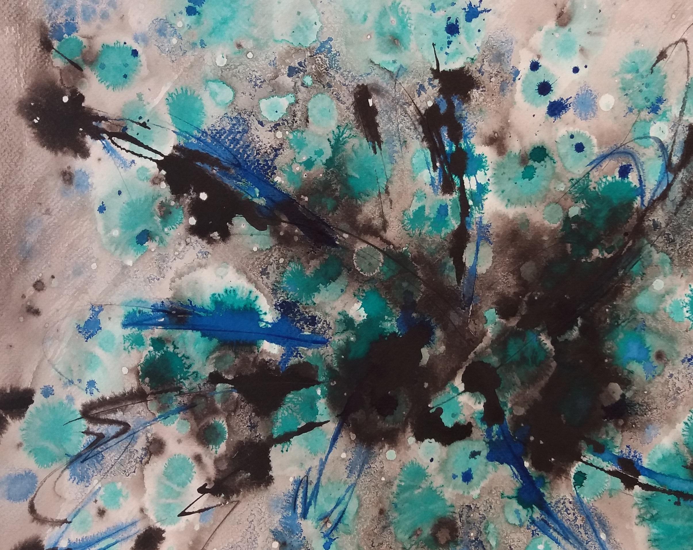 Tharrats     Constellations original abstract acrylic paper painting - Painting by Josep THARRATS