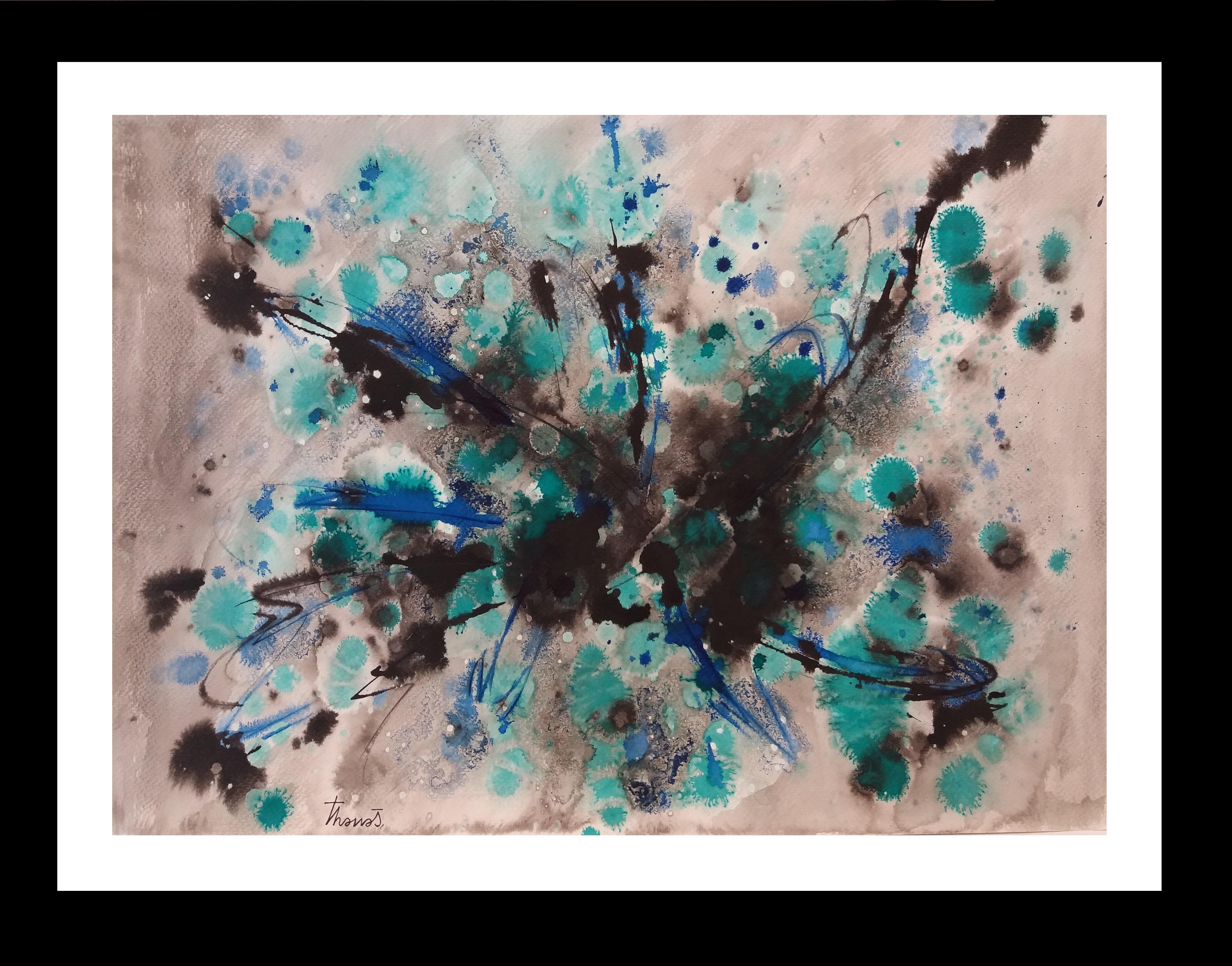 Tharrats Constellations original abstract acrylic paper painting