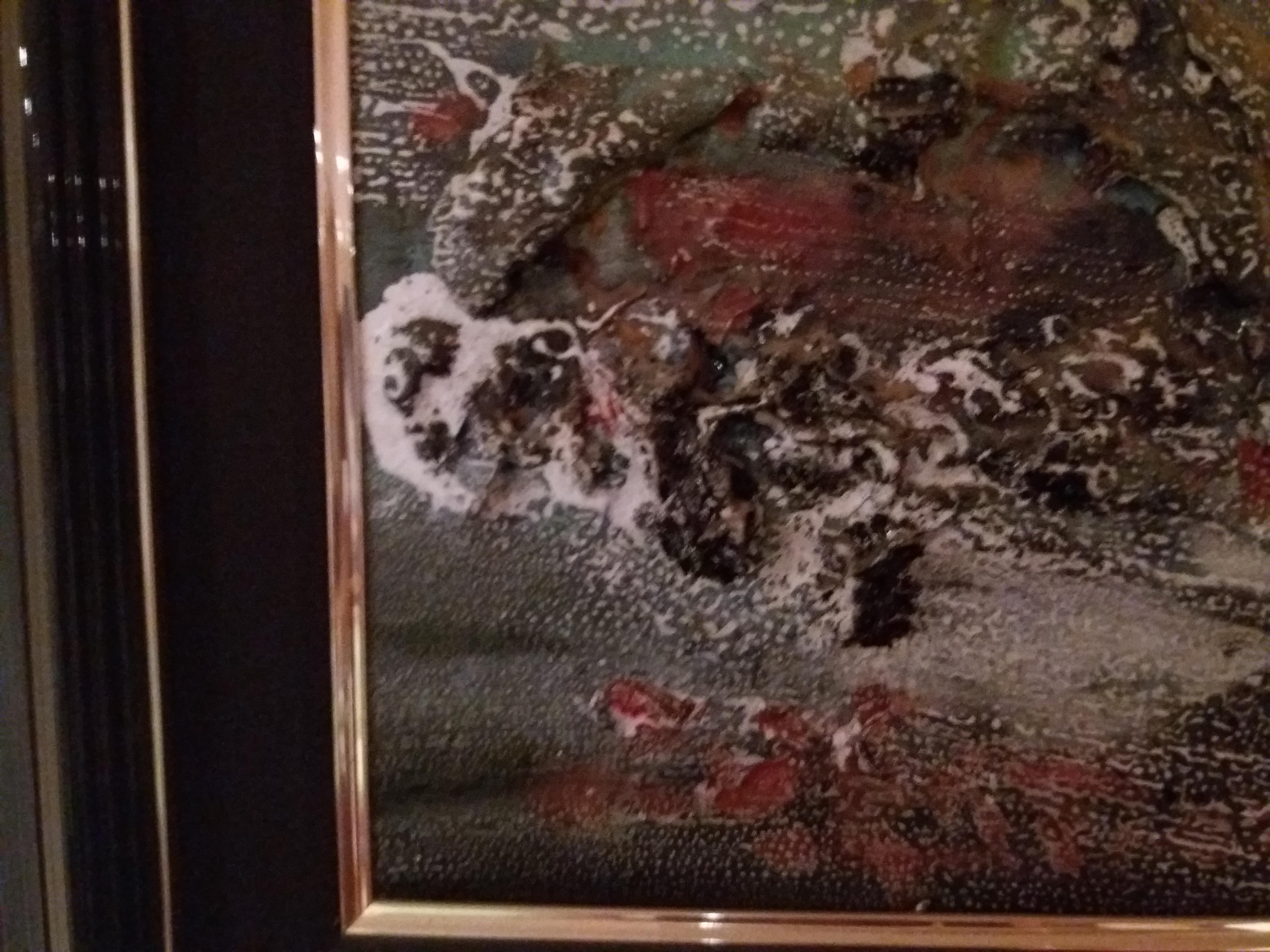 Tharrats lunar landscape- original . . dark. small abstract
Son of Josep Tharrats i Vilà, in 1932 he moved to Béziers until 1935, when he returned to Barcelona to study at the Massana School. The Spanish Civil War interrupted his studies until 1942,