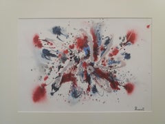 Tharrats  Red   Black Blue  Original abstract acrylic on paper